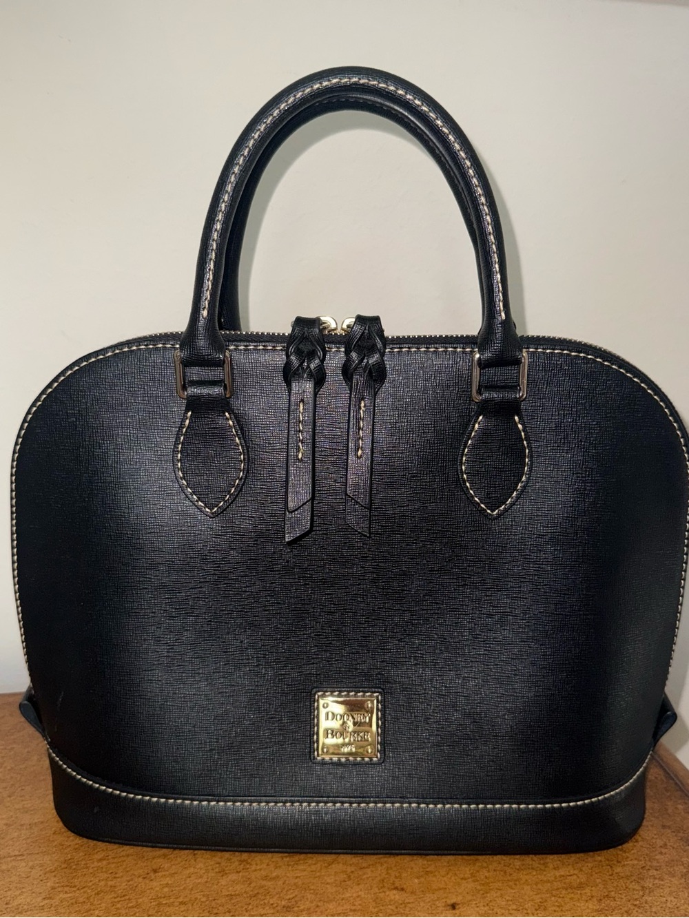 Dooney & Bourke Saffiano Leather  Zip Zip Satchel Bag Black